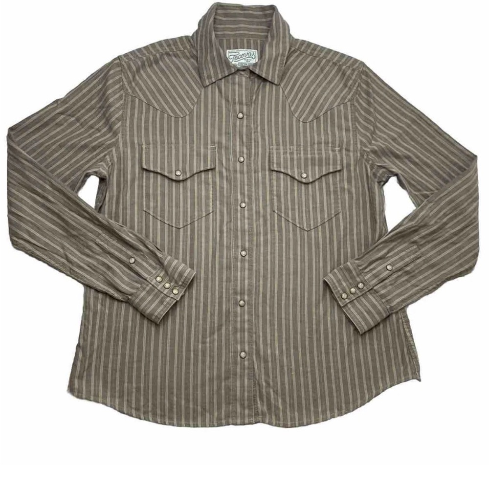Tecovas Men's Casual Striped Button Down Shirt - Brown